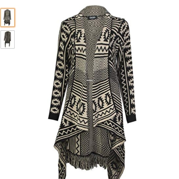 Just In! Aztec Print Fringed Duster Cardigan - Picture 3 of 6